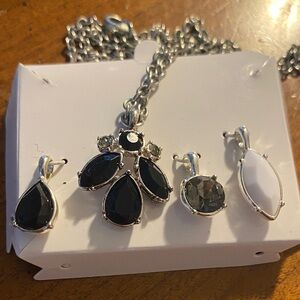 Black and Silver Necklace with interchangeable charms